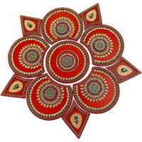 Moira Rangoli Big Acrylic Red 11 Pcs Set For Festival Decorations