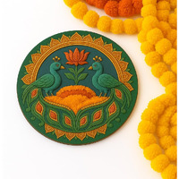 Treewing Rangoli For Pooja Decoration And Home Decor | Reusable Floor Wooden Rangoli For Home Decoration For Diwali, Ganesh Chaturthi, Durga Pooja, Gifting (12 Inches) (Peacock)