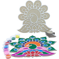 Stepstodo Reusable Portable Rangoli Template Mat. Readymade Rangoli Stencil Craft. Wooden Base. Just Fill With Rangoli Or Petals. Traditional Design With Modern Day Ease Of Use (Design I) (11.5Inch)