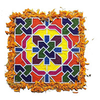 Stepstodo Reusable Floating Rangoli Mat. Washable, Portable Readymade Stencil Template Craft. Just Fill With Rangoli Or Petals. Traditional Design With Modern Day Ease Of Use (Design A) (11.5 Inch)
