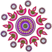 Moira Reusable Acrylic Rangoli For Festical Home Decorations 10 To 11 Inch Diameter (Pink & Purple)