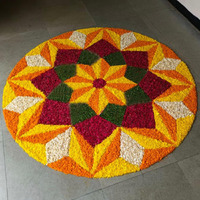 Stromx Super Soft Microfiber Rangoli Round Mat For Floor, Temple, Festival Rangoli Mat, Multicolor Pooja Mat, Diwali, Living Room, Kitchen, Traditional Modern Entrance Door Mat (24X24 Inch) Design07