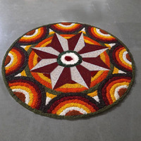 Stromx Super Soft Microfiber Rangoli For Rectangular Round Floor Mat/Bedroom/Living Room/Rectangular Floor Mat/Kitchen Rangoli Home/Modern Rangoli Size (24 X 24 Inches), Multi Design2