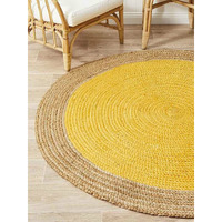 Habere India-All The Cultures Fabricating India Runner Carpet For Bedroom | Carpet & Rugs For Living Room | Bedroom Rugs | Round Carpet (Pure Jute - Yellow Color, 3X3 Ft)