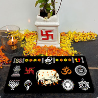 Solobolo Chaitrangan Rangoli With Gau Mata, Swastik & Om Symbols | Traditional Pooja, Festival, Home Decor | Spiritual Vastu Art | Durable Reusable Indian Cultural Gift (A) Vasu 12X6 In