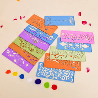 Craftvatika Rangoli Stencil Set Of 12, Diwali Decoration Items, Rangoli Making Muggu Stencils For Floor Decorations, Reusebale Rangoli Stencils (18 Cm Rectangular)