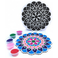 Stepstodo Reusable Floating Rangoli Mat. Washable, Portable Readymade Stencil Template Craft. Just Fill With Rangoli Or Petals. Traditional Design With Modern Day Ease Of Use (Design P) (11.5 Inch)