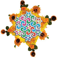 Stepstodo Reusable Floating Rangoli Mat. Washable, Portable Readymade Stencil Template Craft. Just Fill With Rangoli Or Petals. Traditional Design With Modern Day Ease Of Use (Design 31) (11.5 Inch)