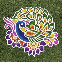 Picrazee Ready Rangoli Stencil Mats Easy To Use, Easy To Fill Rangoli Boards, Reusable Island Portable, Diwali Decoration For Home Office (11.7 Inch) (D4)