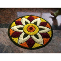 Stromx Super Soft Microfiber Traditional Modern Rangoli Door Mat For Home, Temple, Living Room, Entrance, Bedroom Decoration (24 X 24 Inch, Floral), Multicolor1, Round