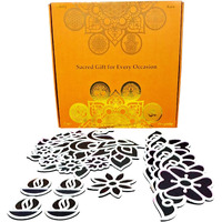 Stepstodo Floating Rangoli Mats Set Of 10 | Peacock 11, Borders 9, Diyas 2.5, Flower 4 | Washable Flexible Reusable Rangoli Dcor | Metallic Gift Box | Festival Decoration & Gifting