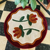 Stromx Round Super Soft Microfiber Rangoli Door Mat For Home, Temple, Festival Rangoli Mat, Multicolor Pooja Mat, Diwali, Living Room, Kitchen, Traditional Modern Entrance Door Mat (24X24") Design05