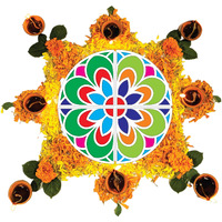 Stepstodo Reusable Floating Big Size Rangoli Mat. Washable, Readymade Stencil Template Craft. Just Fill With Rangoli Or Petals. Traditional Design With Modern Day Ease Of Use (Design 28) (23 Inch)