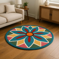 Stromx Premium Decoration Rangoli Mat Home, Temple, Living Room, Kitchen, Floormat Door Entrance Multicolor Rangoli Doormat - 24X24 Inches - Soft Microfiber - Ideal For Home Decor And Pooja Spaces03