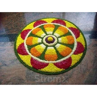 Stromx Super Soft Microfiber Traditional Modern Rangoli Door Mat For Home, Temple, Living Room, Kitchen, Door Entrance (24 X 24 Inch, Floral), Design Mat005