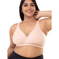 Nykd Cotton Maternity Bra For Women Nursing/Feeding - Non-Padded, Non-Wired, Full Coverage (With Adjustable Straps) Bra, Nyb129, P Nude, Xl, 1N