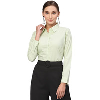 Style Quotient Women Solid Light Green Polycotton Regular Formal Shirt
