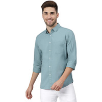 Dennis Lingo Men S Solid Dusty Teal Slim Fit Casual Shirt (C301_D-Teal_Xxl)