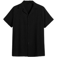 Dhruvi Trendz Mens Polly Cotton Men's Casual Shirt Regular Fit Casual (Dt-Ms-6142_Black_Xl)