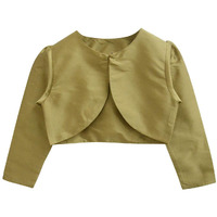 A.T.U.N Girl's Antique Gold Bolero Cape Coat Shrug (Golden, 8-9 Years)