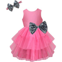 A.T.U.N Baby Girl's Fit And Flare Dress (Gdrs Kyh Ros_0-3_Rouge, Silver_0-3 Months)