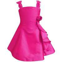 A.T.U.N Baby Girl's Polyester Fit And Flare Knee Length Dress (Gdrs Jes_Fuchsia_3 6 Months)