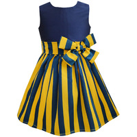 A.T.U.N. All Things Uber Nice Girl's Polyester Fit And Flare Knee-Length Casual Dress (Gdrs Dbw_Mustard-Navy_4-5 Years)
