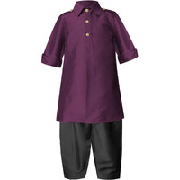 A.T.U.N Boy's Regular Pathani Suit (Bkls Pts_Wine-Black 3-4 Years)