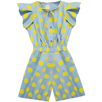 A.T.U.N. (All Things Uber Nice) Girl's Cotton Above The Knee Jumpsuit (Grom Doc_Blue-Yellow_3-4 Years)
