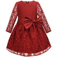 A.T.U.N. Girls Double Bow Dress Maroon