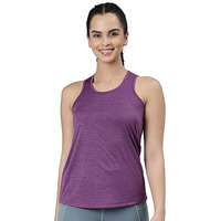 Enamor Women's Solid Slim Fit T-Shirt (A308_Sunset Purple Melange/Active Reflective Graphic 2Xl)