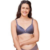 Enamor Women's Nylon Blend Wire Free Casual T-Shirt Bra (F023_Ink Grey_36B)
