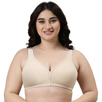 Enamor F024 Plush Comfort Full Support Bra - Non-Padded Wirefree High Coverage - Paleskin