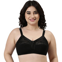 Enamor A014 Super Contouring M-Frame Full Support Bra - Supima Cotton, Non-Padded, Wirefree & Full Coverage Black