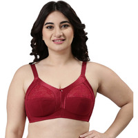 Enamor A014 Women Cotton Full Coverage Non Padded Wire Free Lace Detail Shaper Cooling Bra (A014-Masai-40Z)