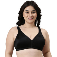 Enamor F024 Plush Comfort Full Support Bra - Non-Padded Wirefree High Coverage - Black