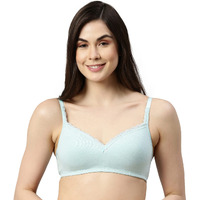 Enamor A017 Smoothening Wirefree Balconette T-Shirt Bra - Padded & High Coverage, Capri Melange, 32B