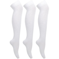 Bonjour Girls 3 Pair Cotton Knee High White Socks For 3-5 Years