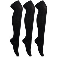 Bonjour Girls Poly Cotton Knee High Socks (11-13 Years, Black)