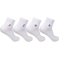 Bonjour Centre Motif White Office/Business/Formal Ankle Socks For Men - Pack Of 4