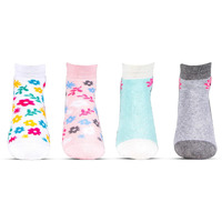 Bonjour Fashion Socks With Floral Prints Cushion Socks For 9-12 Years - Pack Of 4