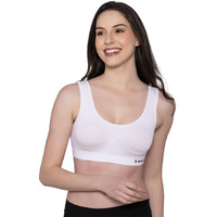Bonjour Women's Wirefree Sports Bra|| Non Padded Cotton Full Coverage Bra For Gym, Workout,Yoga||Antimicrobial & Anti Bacterial ||Slip On Stretch Sporta Bra For Women White