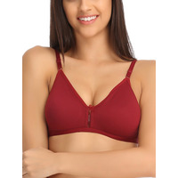 Clovia Women's Cotton Rich Solid Non-Padded Full Cup Wire Free T-Shirt Bra (Br0638P09_Maroon_34C)