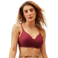Clovia Women's Cotton Solid Non-Padded Full Cup Wire Free T-Shirt Bra (Br1280P09_40C_Maroon)
