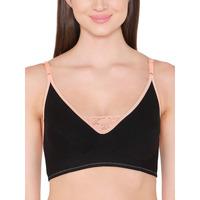 Clovia Women's Cotton Spandex Solid Non-Padded Full Cup Wire Free Everyday Bra (Br1602A13_Black_32B)