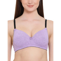 Clovia Women's Cotton Rich Padded Non-Wired Push-Up Multiway T-Shirt Bra (Br1394P12_Purple_36B)