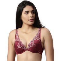 Enamor Women's Nylon Blend Classic Plunge Bra (F043_Claret Maroon_36C)
