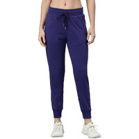 Enamor Athleisure Women's Slim Fit Mid Rise 7/8 Length Quick Dry Antimicrobial 4 Way Stretch Breathable Cotton French Terry Jogger - A401(A401-Greek Blue-M)