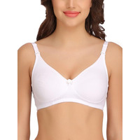 Clovia Women's Cotton Solid Non-Padded Full Cup Wire Free T-Shirt Bra (Br0842R18_White_32E)