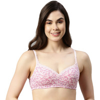 Enamor A017 Women Smoothening Balconette Stretchable Cotton T-Shirt Bra - Padded Non Wired And High Coverage(A017-Ginko Print-32D)